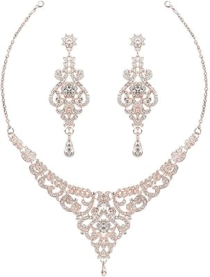 Ensemble de bijoux de mariage en cristal, collier et boucles d'oreilles pour femmes