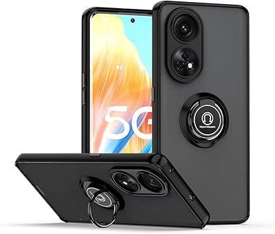 Coque arrière rigide mate antichoc avec anneau en métal et support de voiture