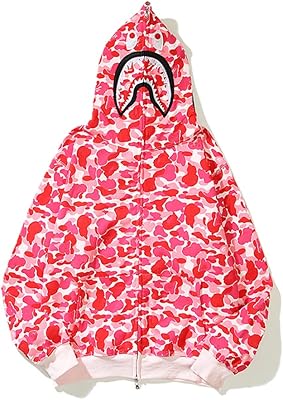 Sweat à capuche entièrement zippé hatant pour hommes, style hip-hop shark monkey mouth