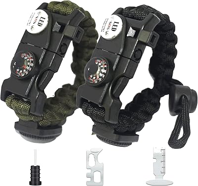 Bracelet de survie omira paracord 20 en 1 réglable pour l'extérieur, kit d'équipement