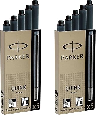 Cartouche de recharge pour stylo à encre permanente parker quink, 10 recharges d'encre