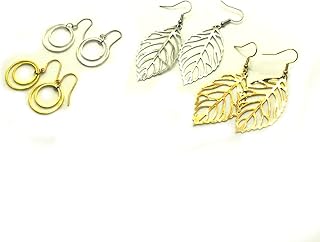 4 paires de boucles d'oreilles en métal à longues feuilles pour femmes, bijoux