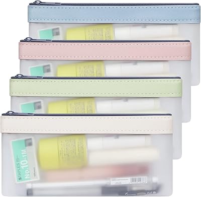 4 pièces trousses à crayons à fermeture éclair, trousse à crayons multifonction transparente
