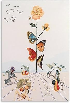 Affiche murale sur toile hetkira avec motif papillon et rose de salvador dali