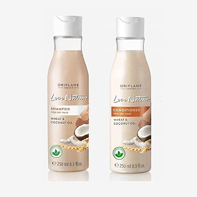 Shampooing et après-shampooing love nature pour cheveux secs avec collection d'huile de blé