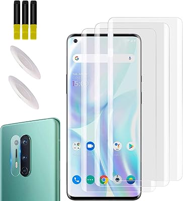Protecteur d'écran en verre trempé pour oneplus 8 pro avec protecteur d'objectif uv