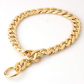 Collier pour chien antidérapant en acier inoxydable doré de 12 mm, chaîne étrangleur