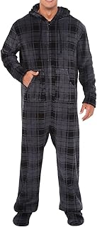Pyjama chaud une pièce à capuche en polaire pour homme pour l'hiver, corail