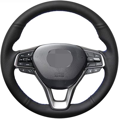 Couvre volant de voiture en simili cuir noir cousu main pour honda accord