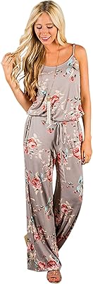 Combinaison à imprimé floral uni pour femme, combinaison à rayures décontractée et confortable
