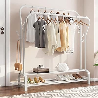 Winbo portant à vêtements double couche à double pôle avec support de rangement