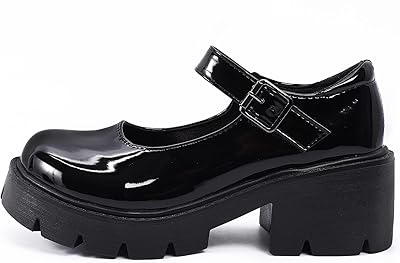 Chaussures mary jane pour femmes, talon épais, bout rond, bride à la cheville