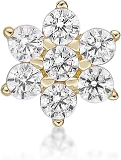 Anneau de nez droit en forme de fleur avec zircone cubique blanche