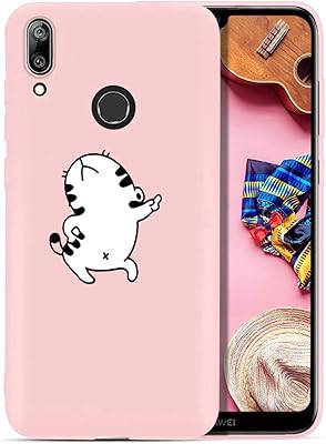 Coque yoedge huawei y7 2019, silicone rose avec impression personnalisée, étui de protection