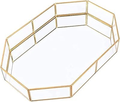 Plateau en verre vintage - plateau de maquillage doré miroir - organisateur de pièce maîtresse décorative pour bijoux et parfums. L'univers du discount accessible 24/7 sur Diaytar Sénégal