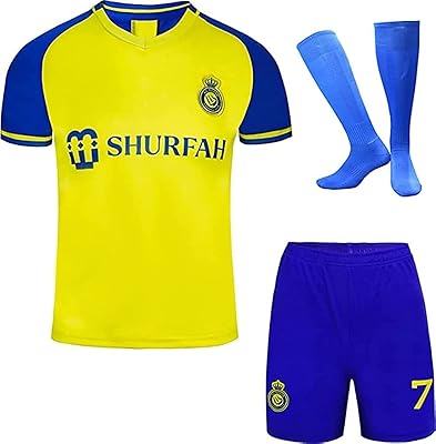 Maillot de football ronaldo no. 7 nasr al-riyadh al-manzel pour enfants