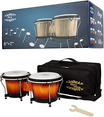 Glory bongo drums 6" et 7", instrument à percussion bongo en bois
