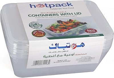 Récipients alimentaires jetables hot pack, récipients alimentaires rectangulaires pour micro-ondes 750 ml, 5