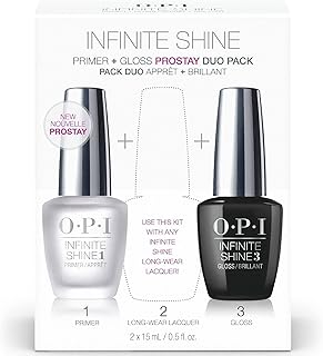 Base de vernis à ongles opi et couche de finition pailletée, pack duo