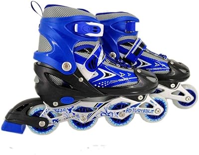 Chaussures de skate en ligne réglables, bleues, 38-43