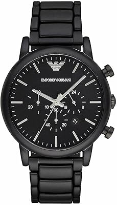Chronographe pour hommes emporio armani, edelstahluhr, montre 46 mm