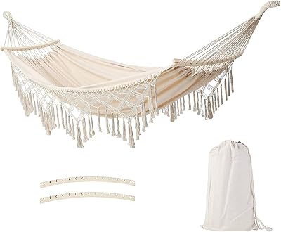 Hamac de camping en coton okooz avec sangles d'arbre durables - hamac 200