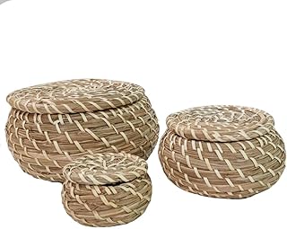 Ike-803.281.45 paniers d'avoine de plage fryken seagrass avec couvercle ensemble