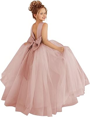 Robe de bal en tulle pour filles à fleurs pour fête de mariage