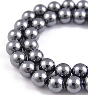 Nancybeads 45 pièces de 8 mm d'hématite noire naturelle ronde en vrac