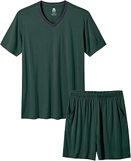 Ensemble pyjama en bambou pour hommes, vêtements de nuit légers à manches courtes