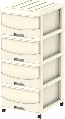 Meuble de rangement à 4 niveaux en bois de cèdre avec tiroirs