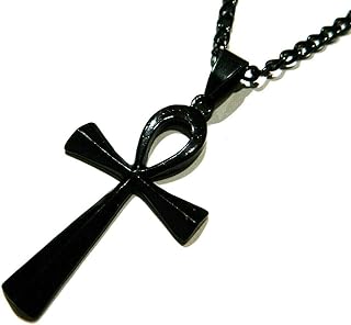 Collier ankh noir avec pendentif égyptien sur une chaîne gothique afrique death sandman