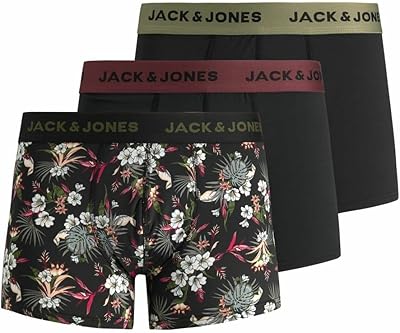 Jack & jones caleçons jack flower en microfibre pour hommes, lot de 3