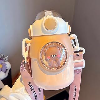 Bouteille d'eau thermos mignonne avec paille, jolies bouteilles isolées sous vide de 700
