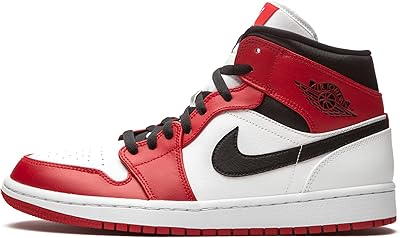 Chaussures de basket-ball nike air jordan 1 mid pour homme, rouge/noir/blanc, 44 eu