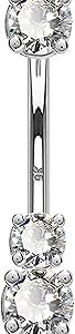 Anneau de nombril en or massif 14 carats, design en zircone cubique transparent 5a, anneaux billy, bijoux de perçage. Diaytar : Acheter moins cher n'a jamais été aussi facile