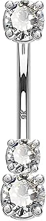 Anneau de nombril en or massif 14 carats, design en zircone cubique transparent