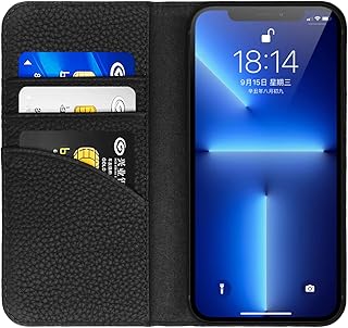 Llangelm étui pliable en cuir véritable pour iphone 13 mini avec design