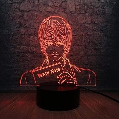 Lampe d'illusion 3d led veilleuse chaude anime death note figure yagami ampoule multicolore