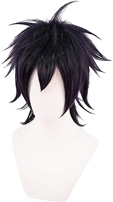 Perruque de cosplay narancia ghirga de c-zofek jo's bizarre adventure (violet noir)