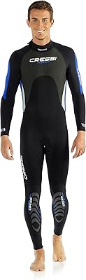 Maillot de bain cressi en néoprène 3 mm pour hommes, noir/bleu clair/blanc
