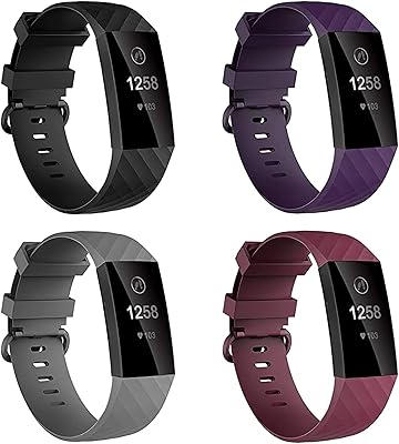 Lot de 4 bracelets de rechange souples et imperméables pour femmes et hommes