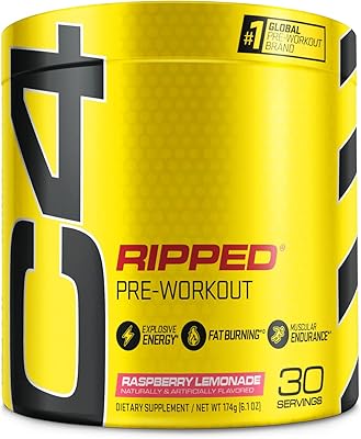 Poudre pré-entraînement c4 ripped saveur framboise et citron | sans créatine
