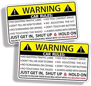 2 autocollants de règles d'avertissement de sécurité automobile, autocollant adhésif en vinyle humoristique