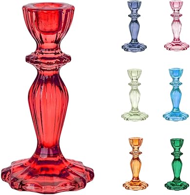 Bougeoir en verre rouge conique décoratif pour salle à manger intérieure ou extérieure