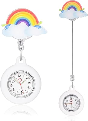 Montre rétractable de poche arc-en-ciel pour infirmière, montre de poche portable à suspendre