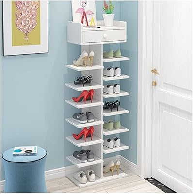 Étagère à chaussures en bois dubai gallery, blanc 50 x 28,5 x 121,5