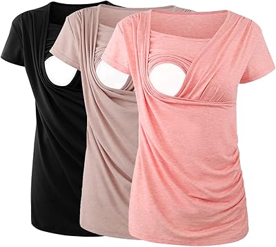 3 pièces hauts d'allaitement pour femmes enceintes hauts d'allaitement à manches courtes