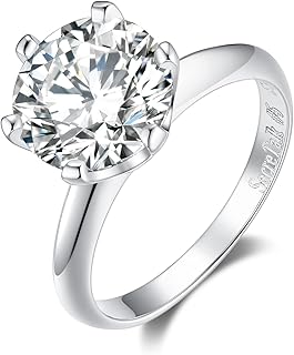 Bague de fiançailles pour femme en argent sterling 925 3 carats avec certificat