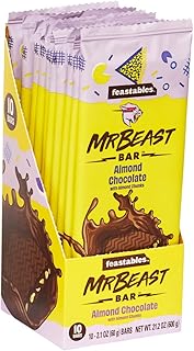Barres de chocolat aux amandes feastables mrbeast - fabriquées avec du cacao biologique.
